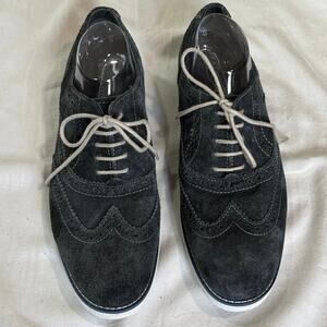 Franco Fortini men’s size 10 blue suede shoes lace-up brogue wingtip casual